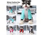 Waterproof Warm Dog Winter Jumpsuit, Color Block Reflective Four-Legged Pet Coat With Harness Hole For Small Dogs - Image 4