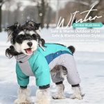 Waterproof Warm Dog Winter Jumpsuit, Color Block Reflective Four-Legged Pet Coat With Harness Hole For Small Dogs