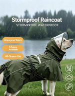 Dog Stormproof Raincoat with Clear Face Shield, Reflective Waterproof Dog Rain Jacket for Medium Large Dogs