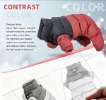 Graphene Lined Dog Four-Legged Puffer Jacket, Waterproof Windproof Color Block Winter Pet Coat With Harness Hook For Small Dogs - Image 2