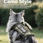 Tactical Camo Cat Harness with Top Handle, Reflective Escape Proof Adjustable Large Cat Walking Vest with Patch Panel