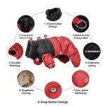 Graphene Lined Dog Four-Legged Puffer Jacket, Waterproof Windproof Color Block Winter Pet Coat With Harness Hook For Small Dogs - Image 4