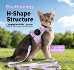H-Shape Escape Proof Cat Harness Leash Set, Compatible with GPS Tracker, Reflective Adjustable Kitten Walking Vest Harness