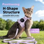 H-Shape Escape Proof Cat Harness Leash Set, Compatible with GPS Tracker, Reflective Adjustable Kitten Walking Vest Harness
